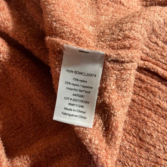 Barefoot Dreams CozyChic Lite Cardigan Sweater Womens Medium Amberglow Hooded - Picture 7 of 10